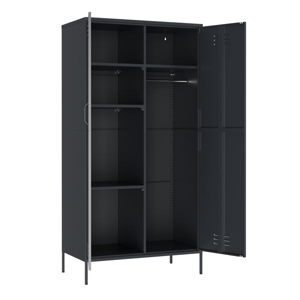 Garderobe Spind Metall mit 2 Türen 90 x 180 cm anthrazit