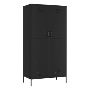 Garderobe Spind Metall mit 2 Türen 90 x 180 cm schwarz