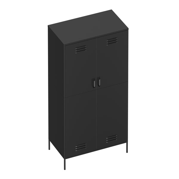 Garderobe Spind Metall mit 2 Türen 90 x 180 cm schwarz