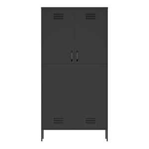 Garderobe Spind Metall mit 2 Türen 90 x 180 cm schwarz