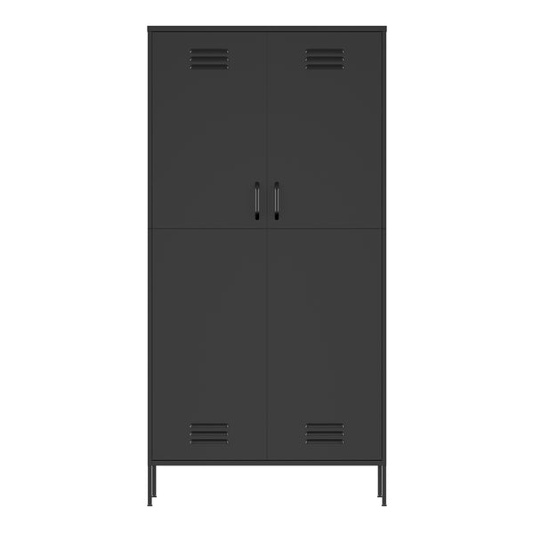 Garderobe Spind Metall mit 2 Türen 90 x 180 cm schwarz