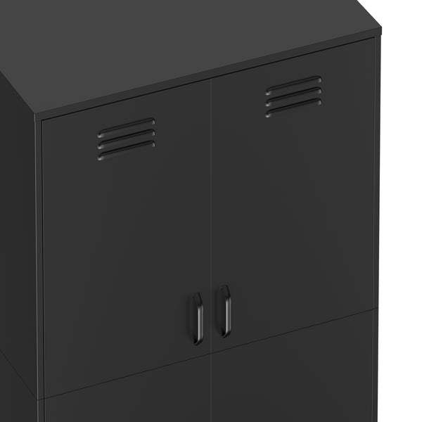 Garderobe Spind Metall mit 2 Türen 90 x 180 cm schwarz