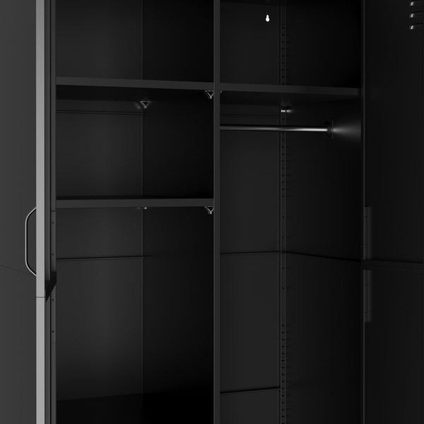 Garderobe Spind Metall mit 2 Türen 90 x 180 cm schwarz