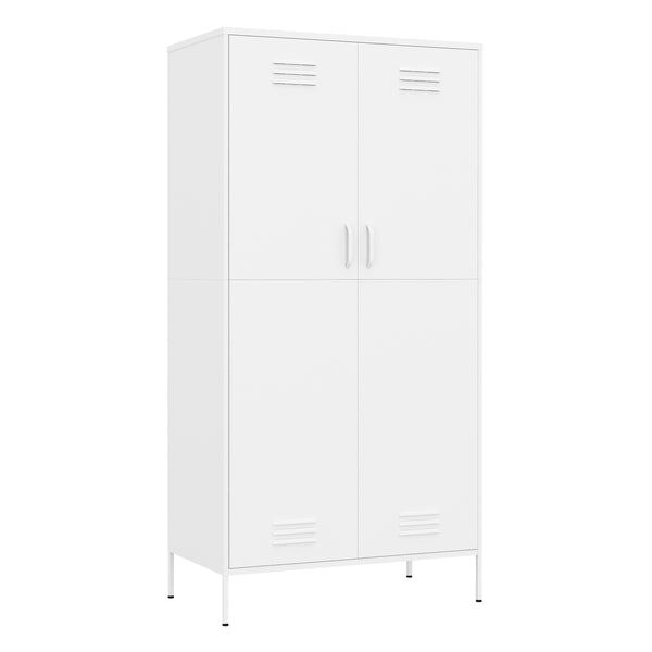Garderobe Spind Metall mit 2 Türen 90 x 180 cm weiss