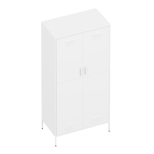 Garderobe Spind Metall mit 2 Türen 90 x 180 cm weiss
