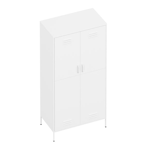 Garderobe Spind Metall mit 2 Türen 90 x 180 cm weiss