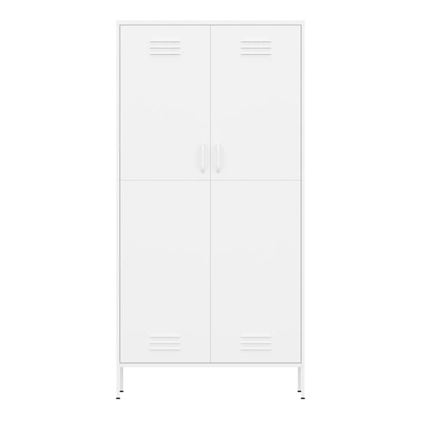 Garderobe Spind Metall mit 2 Türen 90 x 180 cm weiss
