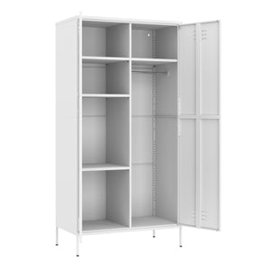 Garderobe Spind Metall mit 2 Türen 90 x 180 cm weiss
