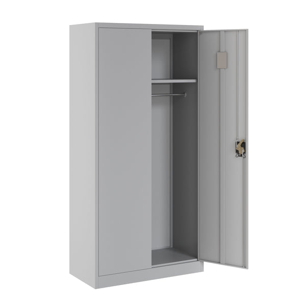 Garderobe Spind Metall mit 2 Türen 90 x 185 cm hellgrau