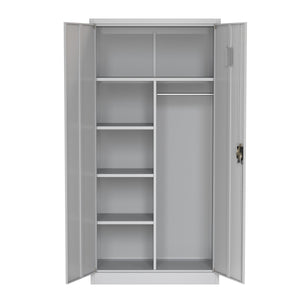 Garderobe Spind Metall mit 2 Türen 90 x 185 cm hellgrau