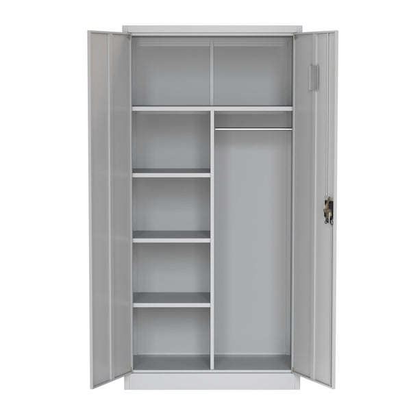Garderobe Spind Metall mit 2 Türen 90 x 185 cm hellgrau