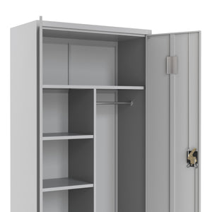 Garderobe Spind Metall mit 2 Türen 90 x 185 cm hellgrau