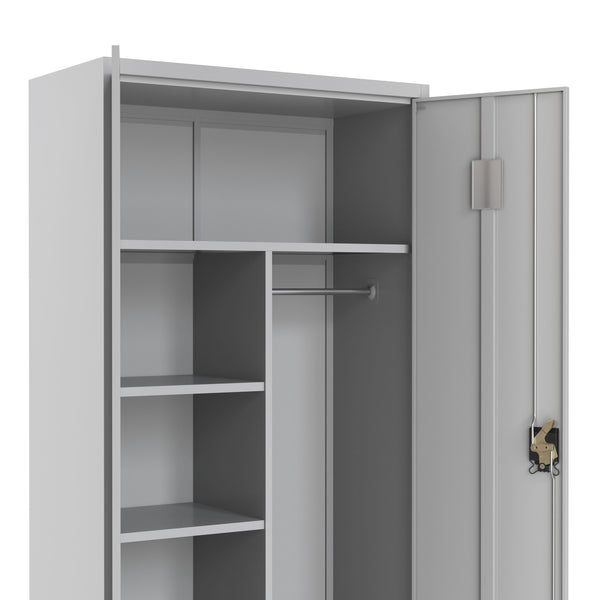 Garderobe Spind Metall mit 2 Türen 90 x 185 cm hellgrau