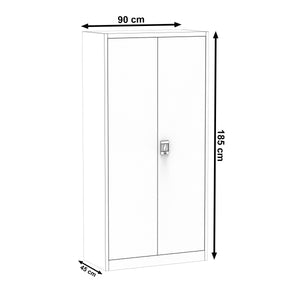 Garderobe Spind Metall mit 2 Türen 90 x 185 cm hellgrau