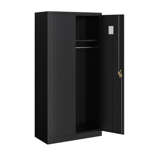 Garderobe Spind Metall mit 2 Türen 90 x 185 cm schwarz