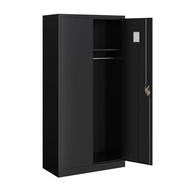 Garderobe Spind Metall mit 2 Türen 90 x 185 cm schwarz