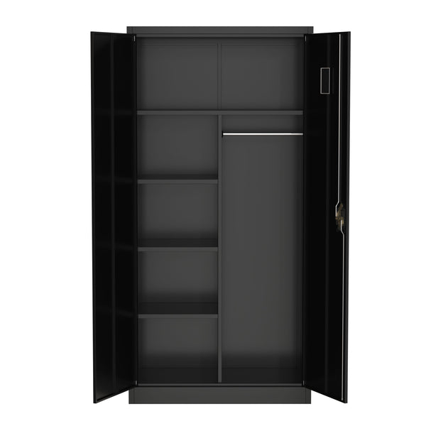 Garderobe Spind Metall mit 2 Türen 90 x 185 cm schwarz