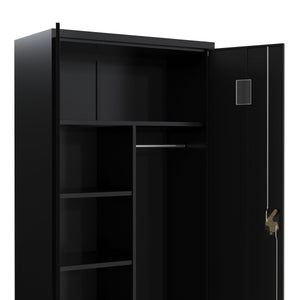 Garderobe Spind Metall mit 2 Türen 90 x 185 cm schwarz