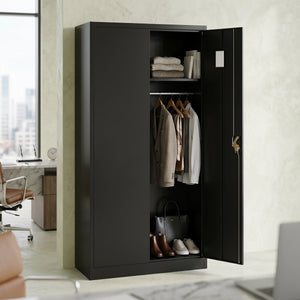 Garderobe Spind Metall mit 2 Türen 90 x 185 cm schwarz