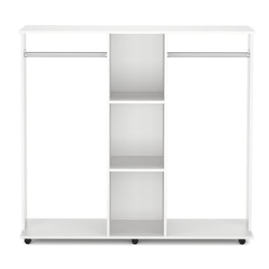 Garderobe TUBY auf Rollen 130 x 120 cm weiss