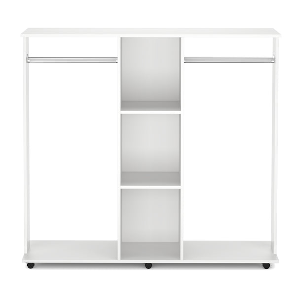 Garderobe TUBY auf Rollen 130 x 120 cm weiss