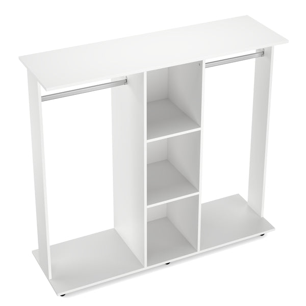 Garderobe TUBY auf Rollen 130 x 120 cm weiss