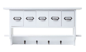 Garderobe Wandgarderobe mit 5 Schubladen Vintage weiss