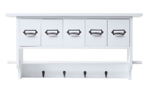 Garderobe Wandgarderobe mit 5 Schubladen Vintage weiss