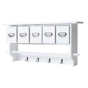 Garderobe Wandgarderobe mit 5 Schubladen Vintage weiss