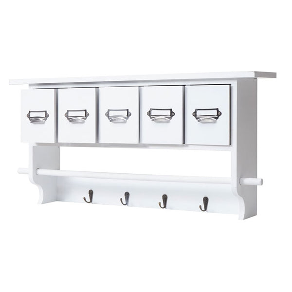 Garderobe Wandgarderobe mit 5 Schubladen Vintage weiss