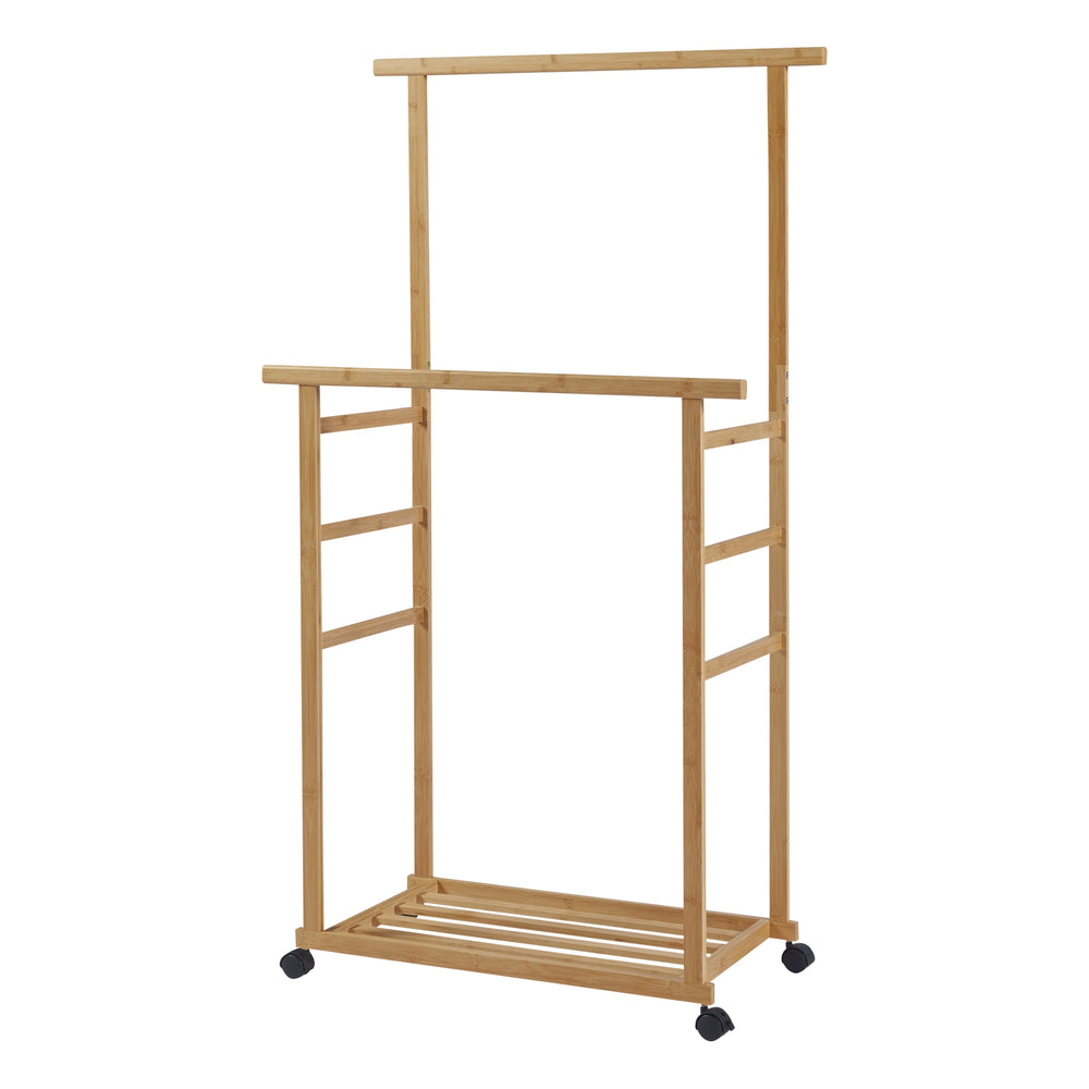 Rollbarer Garderobenständer Bambus 147x70x36cm