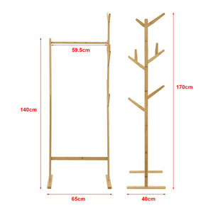 Bamboo coat stand Nordreisa 65x40x170cm