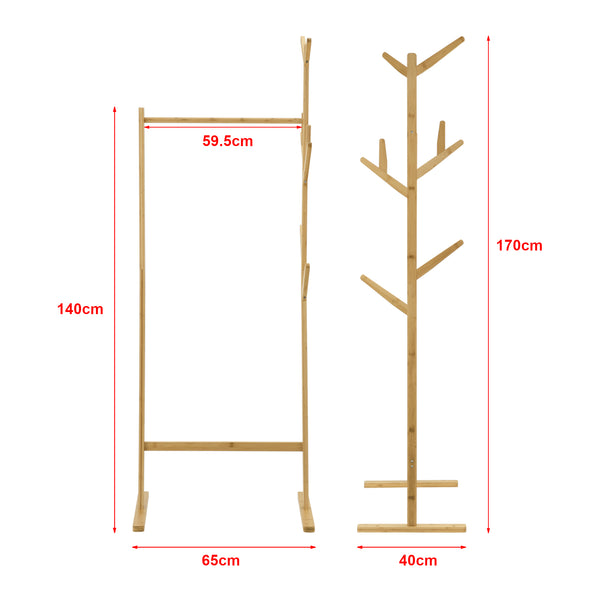 Bamboo coat stand Nordreisa 65x40x170cm