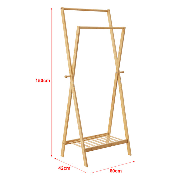 Porte-manteau Keitele 150x60x42cm bambou naturel