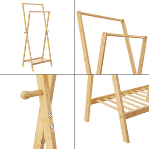 Porte-manteau Keitele 150x60x42cm bambou naturel