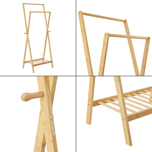 Porte-manteau Keitele 150x60x42cm bambou naturel