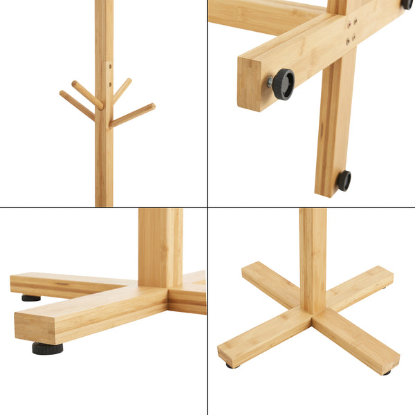 Coat rack Jämsä 176x38x38cm 12 hooks Bamboo Natural