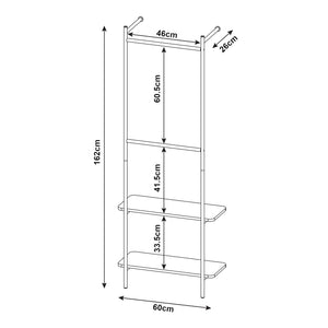 Bremanger wall coat rack 162x60x26cm black