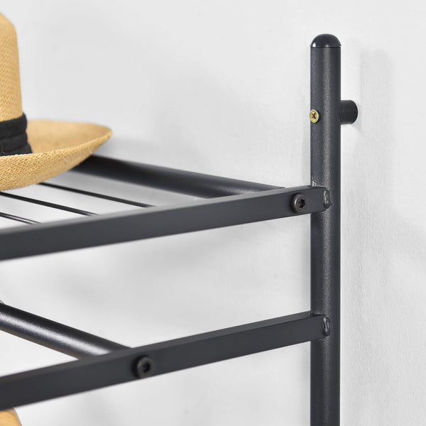 Garderobenständer mit 2 Ablagen 130x60x30cm Schwarz