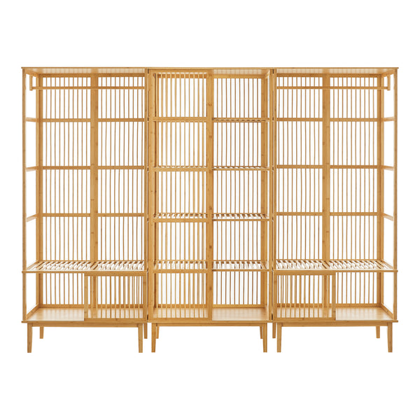 Ensemble de rangement comprenant 1 étagère autoportante + 2 portants à vêtements