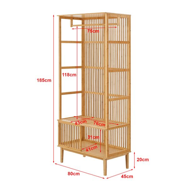 Ensemble de rangement comprenant 1 étagère autoportante + 2 portants à vêtements