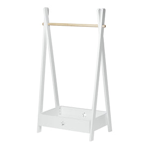 Kinder-Garderobe Laxe 126x73x43cm Weiss/Natur