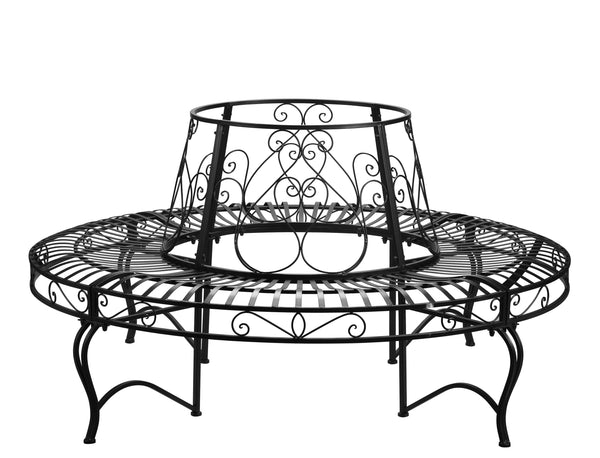 Gartenbank rund 160 cm schwarz