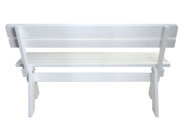 Gartenbank Holzbank Gastro-Qualität Massiv-Holz 148cm weiss