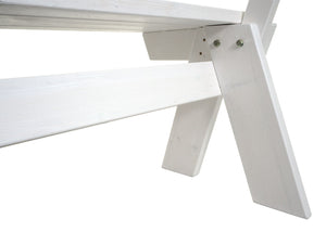 Gartenbank Holzbank Gastro-Qualität Massiv-Holz 148cm weiss