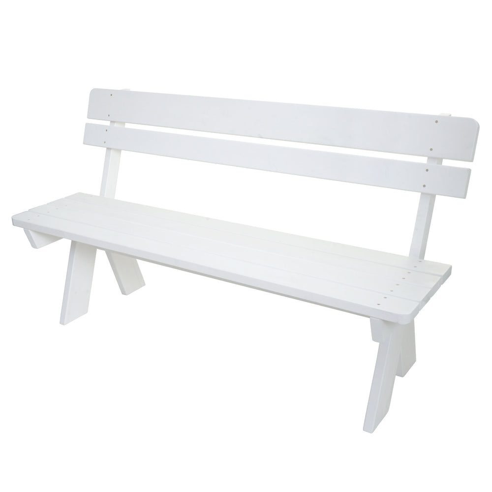 Gartenbank Holzbank Gastro-Qualität Massiv-Holz 148cm weiss