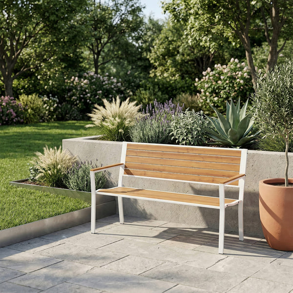 Gartenbank MARLENE 127 cm natur/weiss