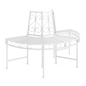 Gartenbank halbrund mit Rückenlehne LISE 124 cm weiss