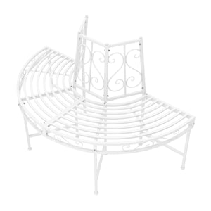 Gartenbank halbrund mit Rückenlehne LISE 124 cm weiss