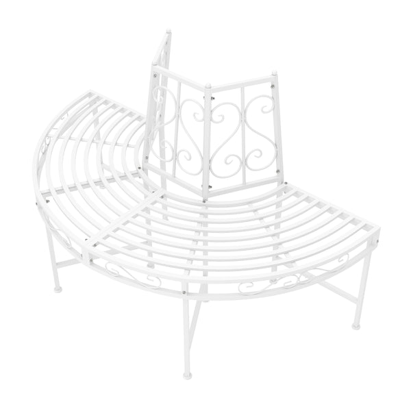 Gartenbank halbrund mit Rückenlehne LISE 124 cm weiss